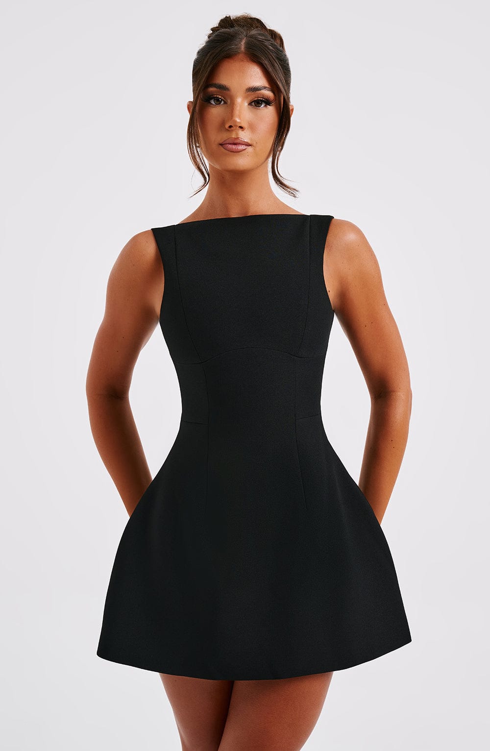 NOIR BACKLESS MINI DRESS - BLACK