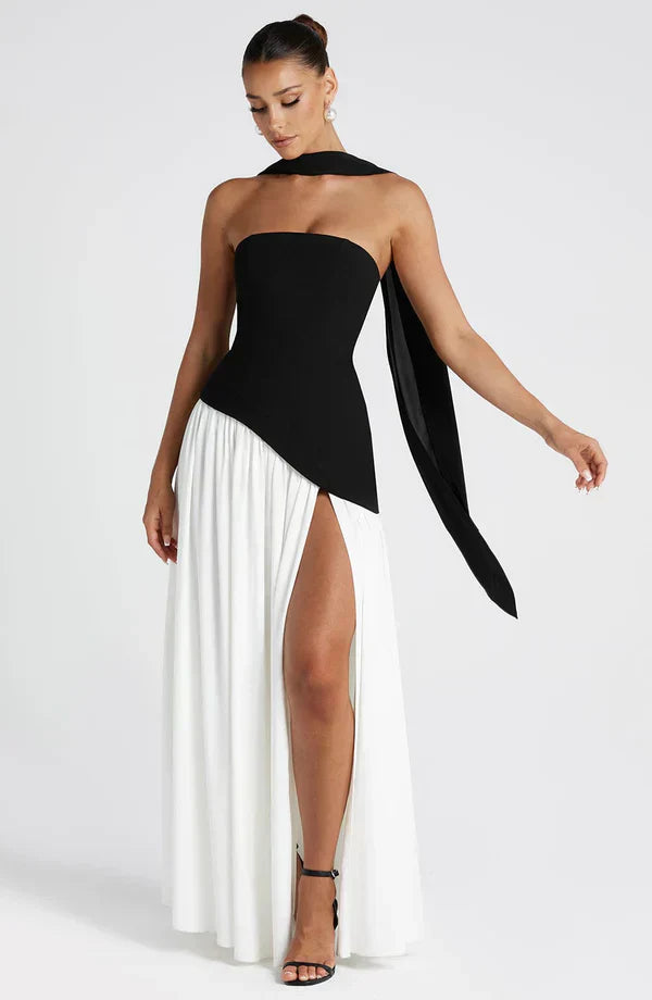 VALENCIA MAXI DRESS — BLACK/WHITE