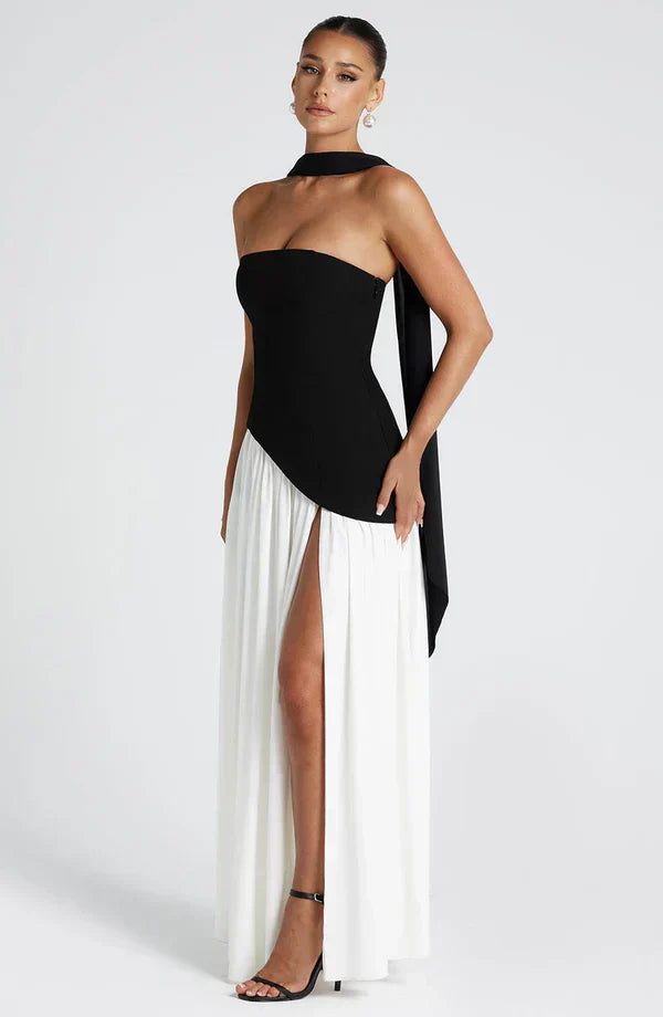 VALENCIA MAXI DRESS — BLACK/WHITE