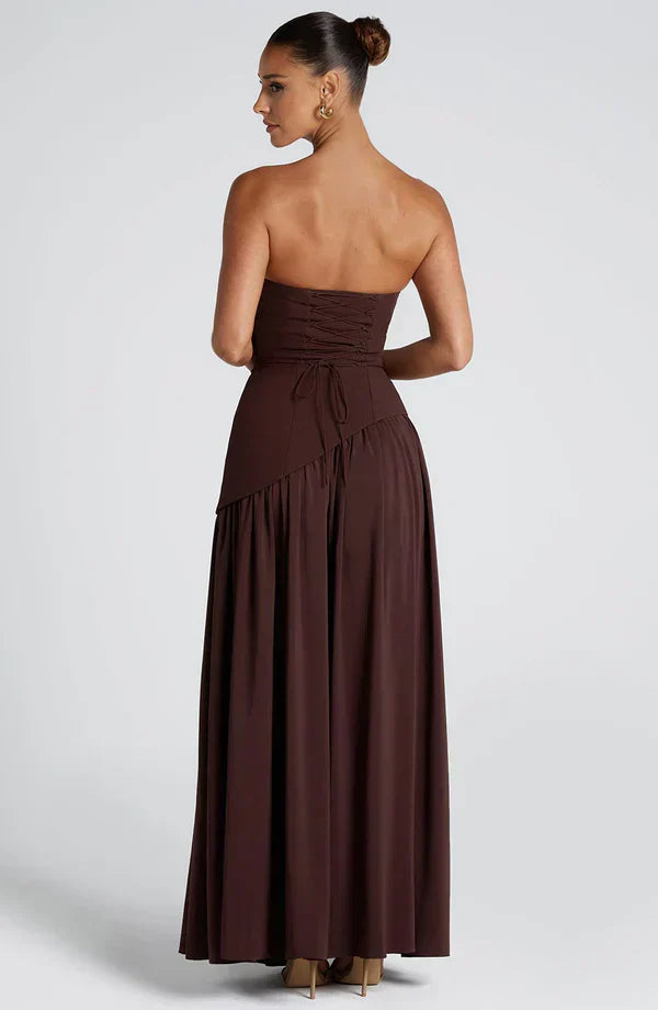VALENCIA MAXI DRESS — PLUM BROWN