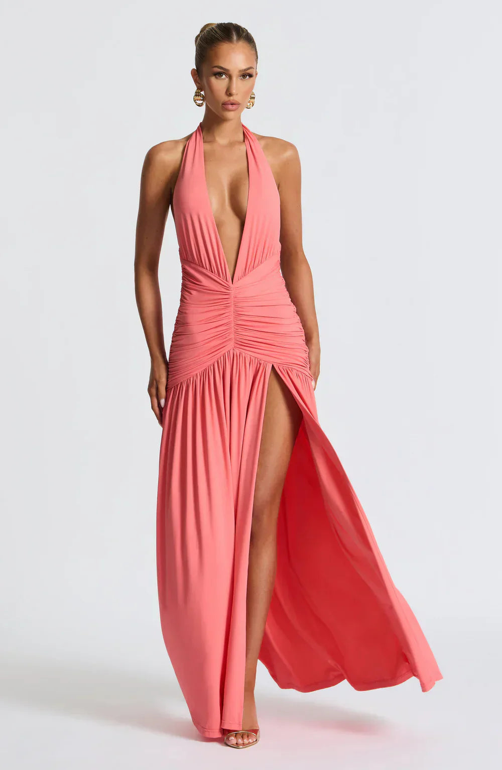 Melania Maxi Dress – Coral Pink