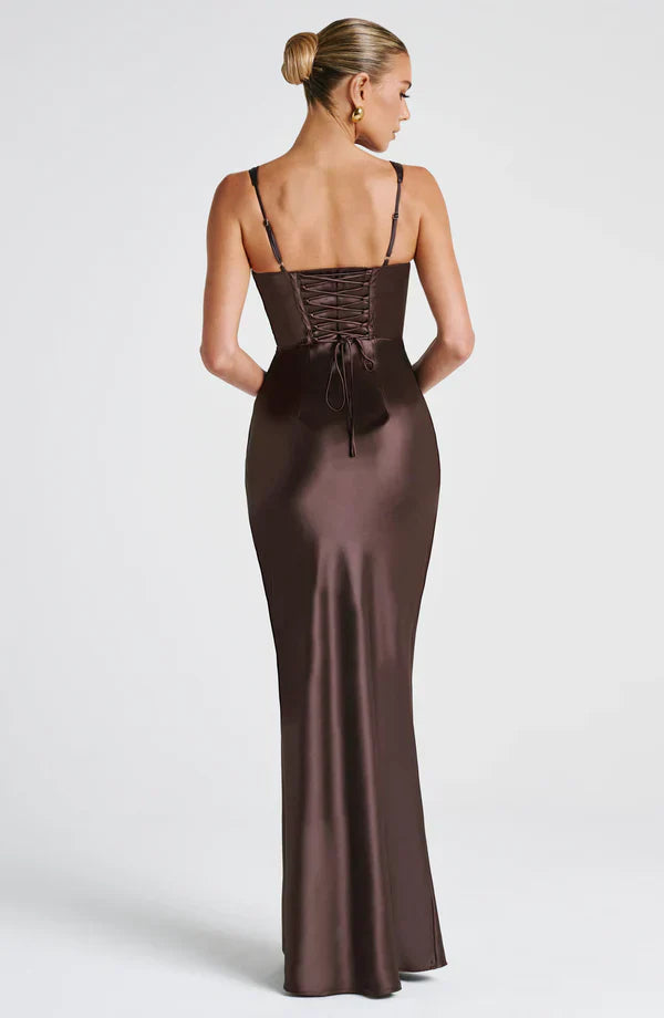 ARIA CORSET MAXI — PLUM BROWN